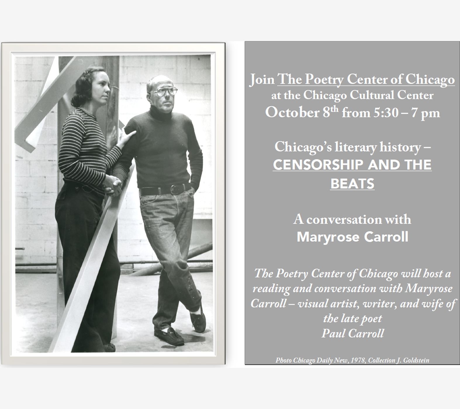 Vintage photo and Chicago poetry event poster